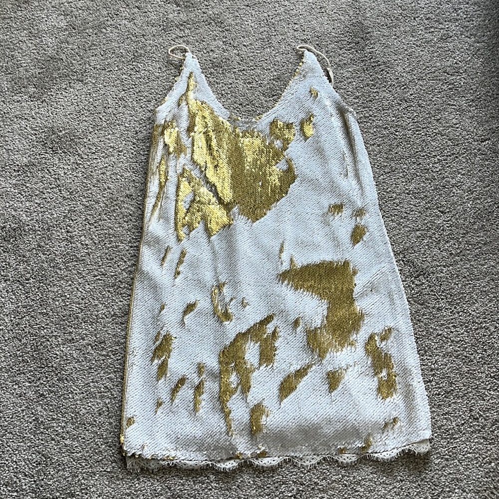 Free People white and gold sequin dress